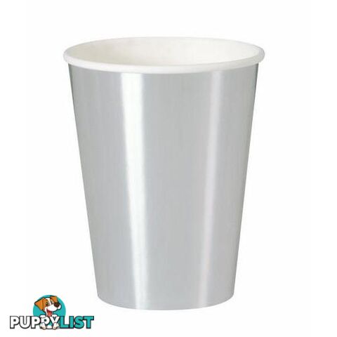 Silver Foil 8 x 355ml (12oz) Paper Cups - 011179322862