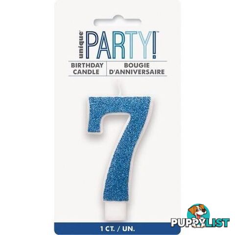 Numeral Candle 7 - Glitter Blue - 011179842674