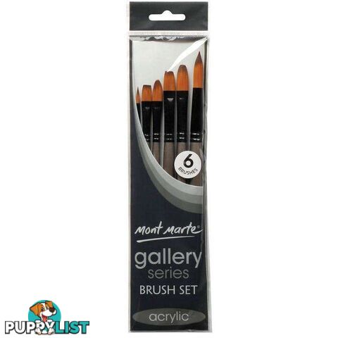 Mont Marte Gallery Series Brush Set Acrylic 6pcs - 9328577016783