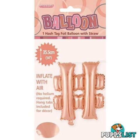 Rose Gold # Alphabet Foil Balloon 35cm (14) - 9311965447771