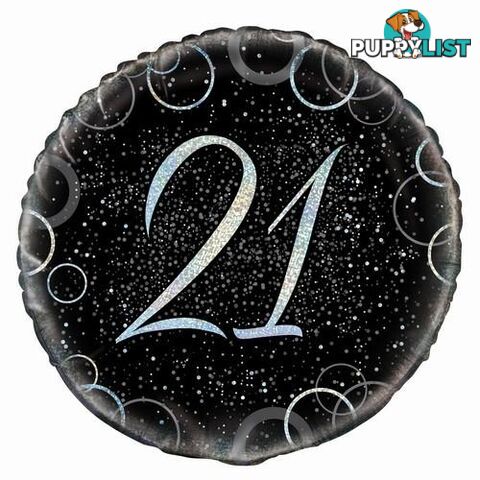 Glitz Silver 21st Birthday 45cm (18) Foil Balloon Packaged - 011179558209