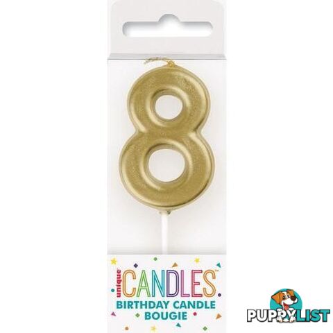 Mini Gold Numeral Pick Candles - 8 - 011179199587