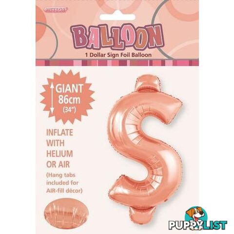 Rose Gold $ Alphabet Foil Balloon 86cm (34) - 9311965429487