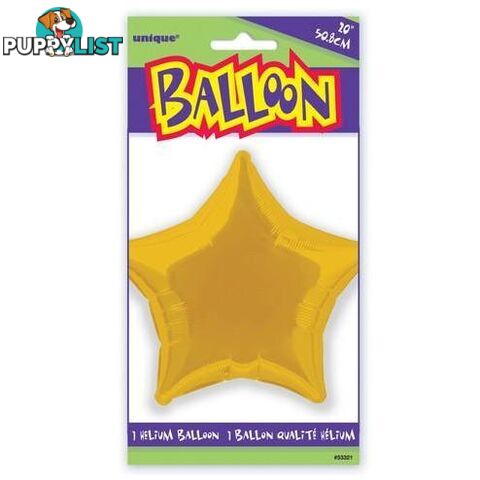 Gold Star 50cm (20) Foil Balloon Packaged - 011179533213