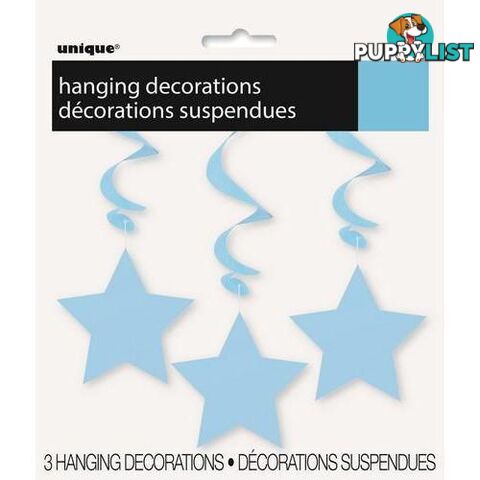 3 Star Hanging Swirls Powder Blue 90cm L (36) - 011179691098