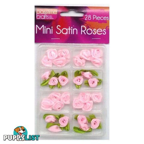 Mini Satin Roses 28 Pieces Pink - 800320