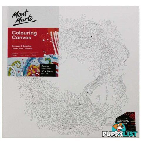 Mont Marte Colouring Canvas Pre Printed Ocean 380gsm 30x30cm - 800549