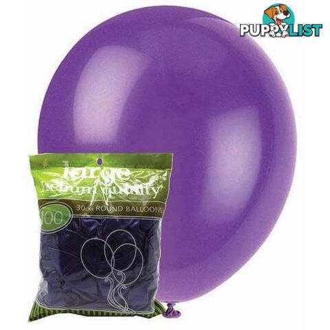 Purple - 100 x 30cm (12) Metallic Balloons - 9311965012610