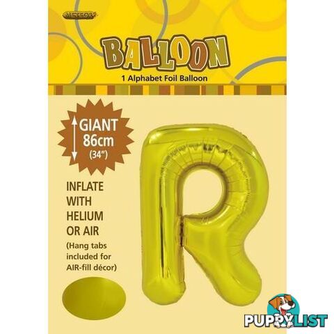 Gold R Alphabet Foil Balloon 86cm (34) - 9311965431770