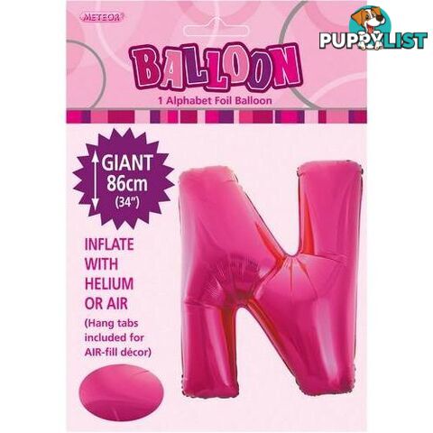 Hot Pink N Alphabet Foil Balloon 86cm (34) - 9311965431435