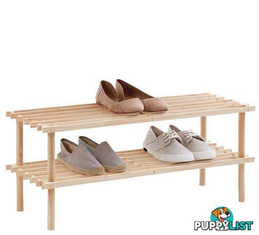 Shoe Rack 2 Tier Natural 74x26x34cm - 9337922003439