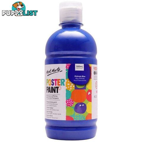 Mont Marte Poster Paint Phthalo Blue 500ml - 9328577038747