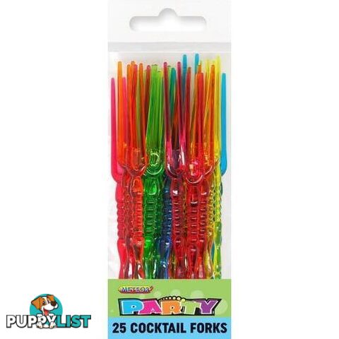 25 Plastic Pitchforks Assorted Colours 11cm 5 - 9311965490319