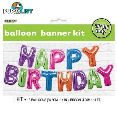 Happy Birthday Multi Colour 35.5cm (14) Foil Letter Balloon Kit - 9311965754589