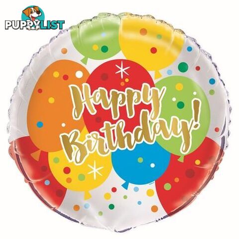 Glitzy Gold Birthday 45cm (18) Foil Balloon Packaged - 011179582273