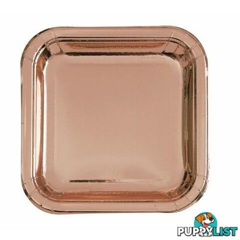 Rose Gold Foil 8 x 23.4cm (9.25) Square Paper Plates - 9311965963431