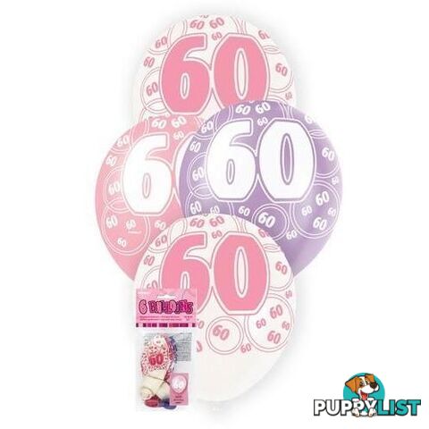 Glitz Pink 6 x 30cm (12) Latex Balloons - 60 - 011179808779