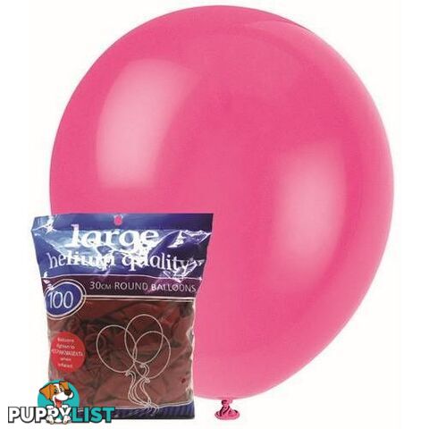 Hot Pink - 100 x 30cm (12) Decorator Balloons - 9311965012450