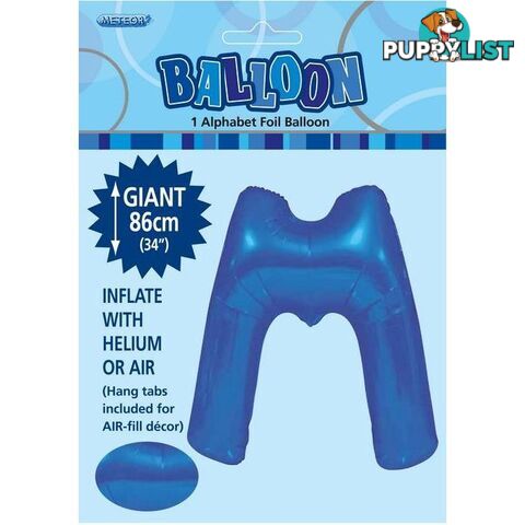 Royal Blue M Alphabet Foil Balloon 86cm (34) - 9311965483823