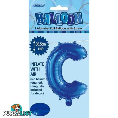 Royal Blue C Alphabet Foil Balloon 35cm (14) - 9311965447122