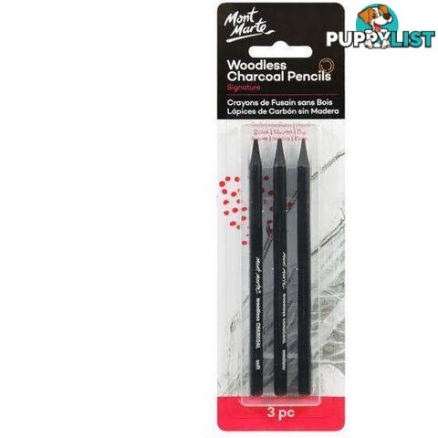 Mont Marte Woodless Charcoal Pencils 3pcs - 9328577014642