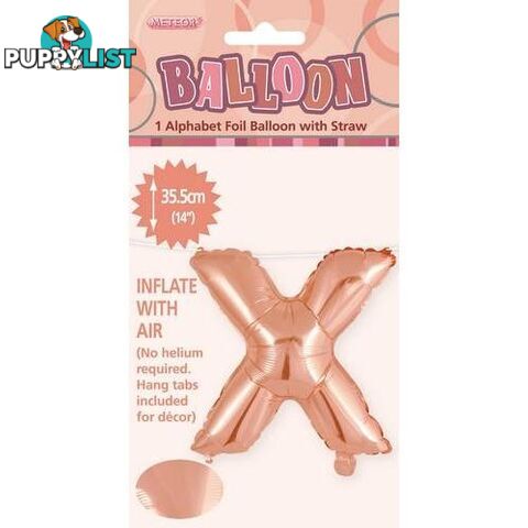 Rose Gold x Alphabet Foil Balloon 35cm (14) - 9311965447733