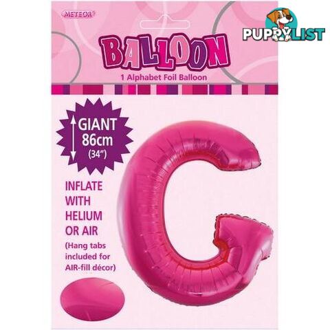 Hot Pink G Alphabet Foil Balloon 86cm (34) - 9311965431367