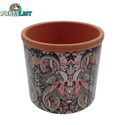 Large Pot Mosaic Range 16x14cm Black Paisley Design - 801053