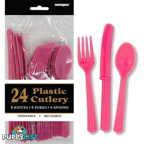 Hot Pink 24 Assorted Cutlery - 011179314041