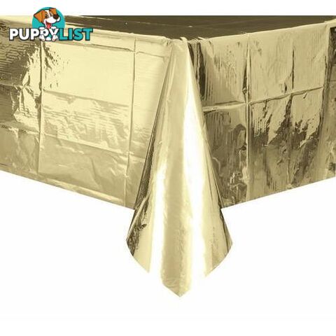 Metallic Gold Plastic Tablecover Rectangle 137cm x 274cm (54 x 108) - 011179504114