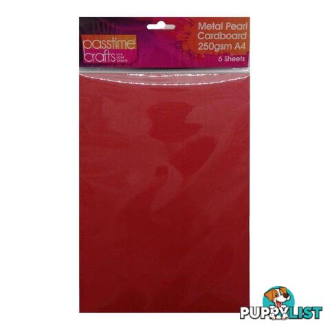 Metal Pearl Cardboard 250gsm A4 Red 6 Sheets - 800299