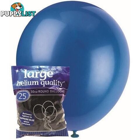 Sapphire Blue - 25 x 30cm (12) Decorator Balloons - 9311965025436