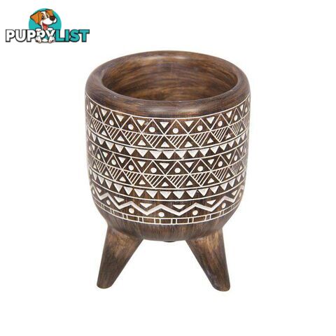 Boho Tribal African Art DÃ©cor Bowl Planter 15cm - Triangles and Dots - 800277