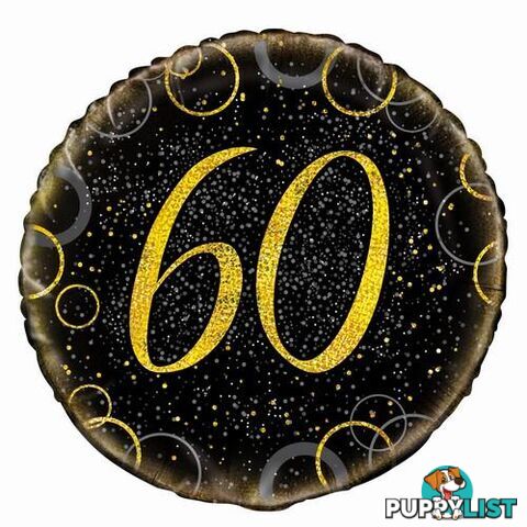 Glitz Gold 60th Birthday 45cm (18) Foil Balloon Packaged - 011179558377