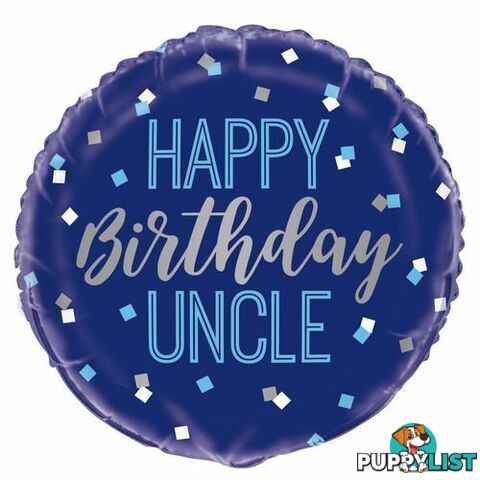 Blue Happy Birthday Uncle 45cm (18) Foil Balloon Packaged - 011179540419