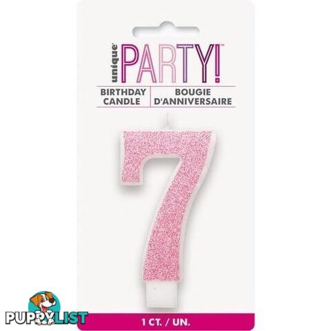 Numeral Candle 7 - Glitter Pink - 011179842575