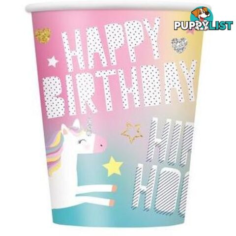 Unicorn Party 8 x 270ml (9oz) Paper Cups - 011179724963