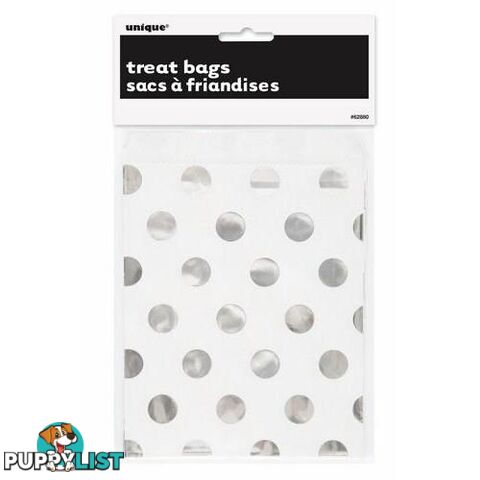 Foil Dots Silver 8 Treat Bags 183cm H x 133cm W 72 x 52 - 011179628803