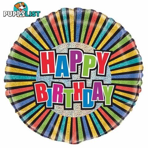 Birthday Colours 45cm (18) Foil Prismatic Balloons Packaged - 011179555116