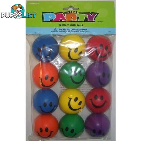 12 Smiley Squish Balls - 9311965869276