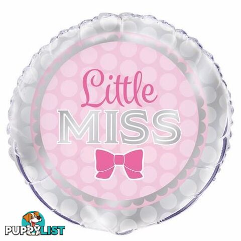 Little Miss Pink Girl Bow 45cm (18) Foil Balloon Packaged - 011179539727