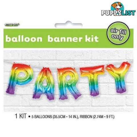 Party Rainbow 35.5cm (14) Foil Letter Balloon Kit - 9311965754626