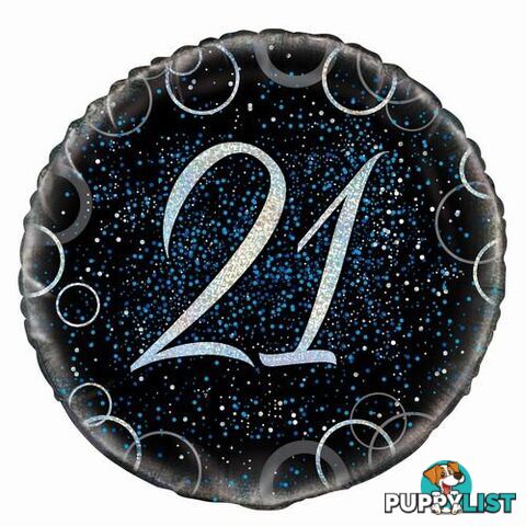 Glitz Blue 21st Birthday 45cm (18) Foil Balloon Packaged - 011179558070