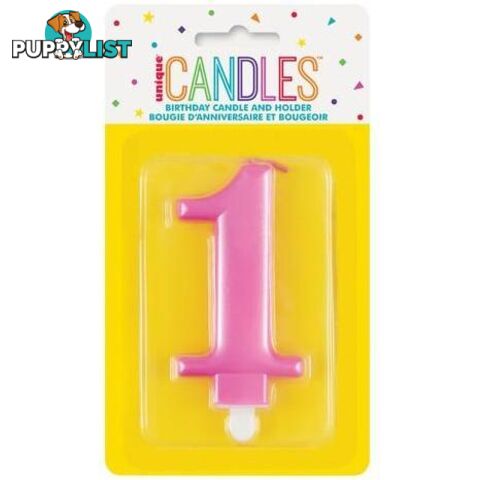 Numeral Candle 1 - Metallic Pink - 011179196012