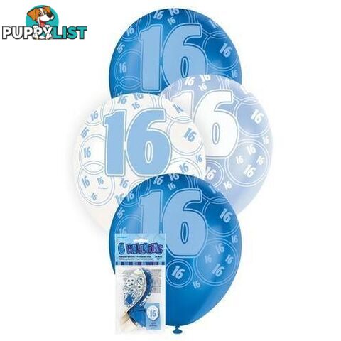 Glitz Blue 6 x 30cm (12) Latex Balloons - 16 - 011179808816