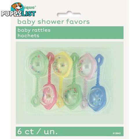 6 Baby Rattles Assorted Colours - 011179139439