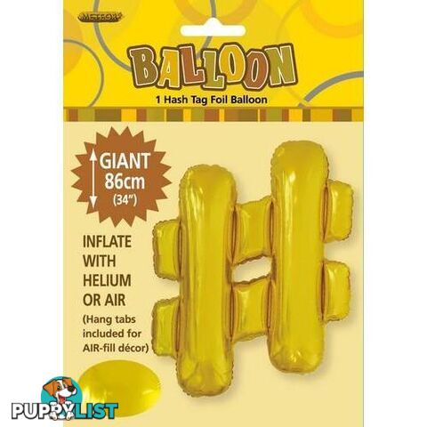 Gold # Alphabet Foil Balloon 86cm (34) - 9311965431879