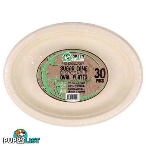 Sugar Cane Party Disposable Oval Plates 30 Pack - 9328644052928