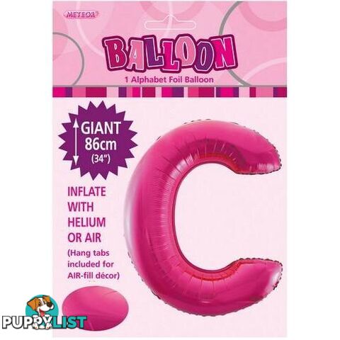 Hot Pink C Alphabet Foil Balloon 86cm (34) - 9311965431329