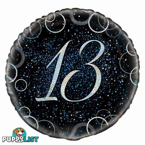 Glitz Blue 13th Birthday 45cm (18) Foil Balloon Packaged - 011179558049